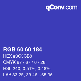 カラーコード: RGB 60 60 184 | qconv.com