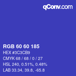 カラーコード: RGB 60 60 185 | qconv.com