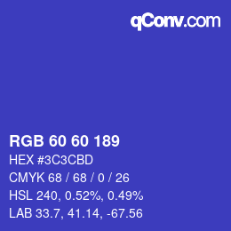 カラーコード: RGB 60 60 189 | qconv.com