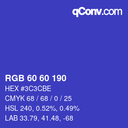 Color code: RGB 60 60 190 | qconv.com
