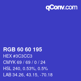 Color code: RGB 60 60 195 | qconv.com