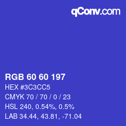 カラーコード: RGB 60 60 197 | qconv.com