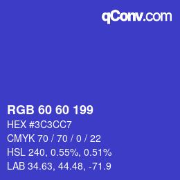 Color code: RGB 60 60 199 | qconv.com