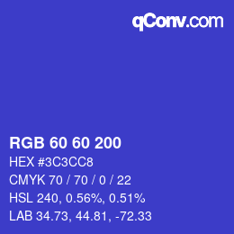 Color code: RGB 60 60 200 | qconv.com