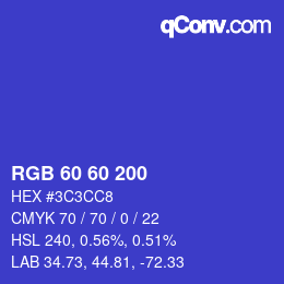 カラーコード: RGB 60 60 200 | qconv.com