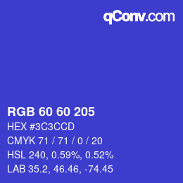 Color code: RGB 60 60 205 | qconv.com