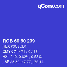 Color code: RGB 60 60 209 | qconv.com