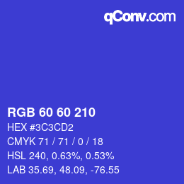 Color code: RGB 60 60 210 | qconv.com