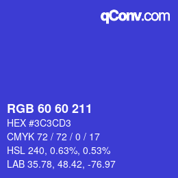 カラーコード: RGB 60 60 211 | qconv.com