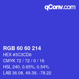 カラーコード: RGB 60 60 214 | qconv.com