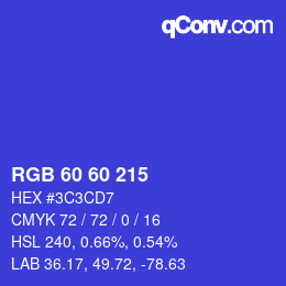 Color code: RGB 60 60 215 | qconv.com