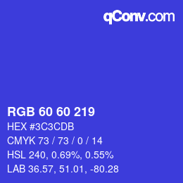 Color code: RGB 60 60 219 | qconv.com
