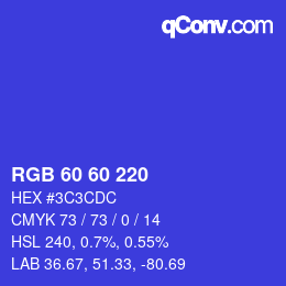 Color code: RGB 60 60 220 | qconv.com