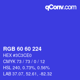 カラーコード: RGB 60 60 224 | qconv.com