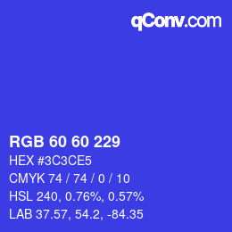 Color code: RGB 60 60 229 | qconv.com