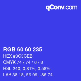 Color code: RGB 60 60 235 | qconv.com