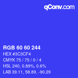 カラーコード: RGB 60 60 244 | qconv.com