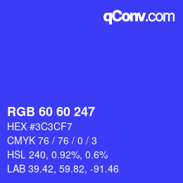 カラーコード: RGB 60 60 247 | qconv.com