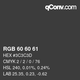 Color code: RGB 60 60 61 | qconv.com