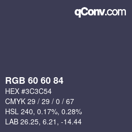 カラーコード: RGB 60 60 84 | qconv.com