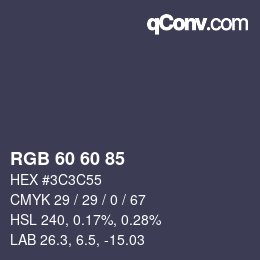 カラーコード: RGB 60 60 85 | qconv.com