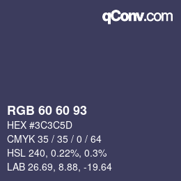 カラーコード: RGB 60 60 93 | qconv.com