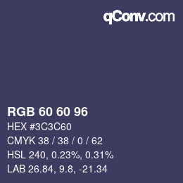 カラーコード: RGB 60 60 96 | qconv.com