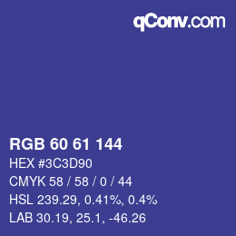颜色代码: RGB 60 61 144 | qconv.com