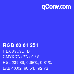 Color code: RGB 60 61 251 | qconv.com
