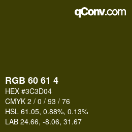カラーコード: RGB 60 61 4 | qconv.com