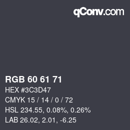 Color code: RGB 60 61 71 | qconv.com