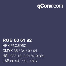 颜色代码: RGB 60 61 92 | qconv.com