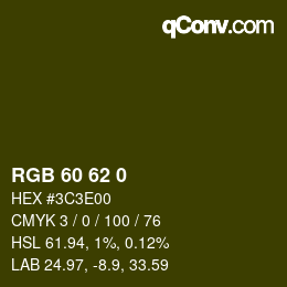 Código de color: RGB 60 62 0 | qconv.com