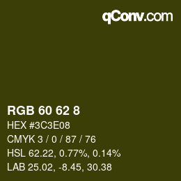 Color code: RGB 60 62 8 | qconv.com