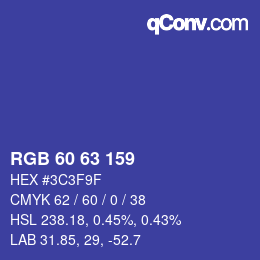 Code couleur: RGB 60 63 159 | qconv.com
