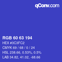 カラーコード: RGB 60 63 194 | qconv.com
