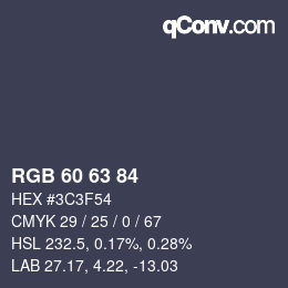 Color code: RGB 60 63 84 | qconv.com