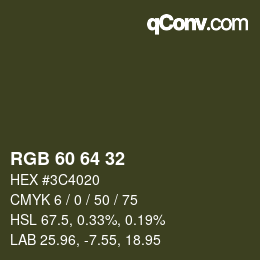 Color code: RGB 60 64 32 | qconv.com