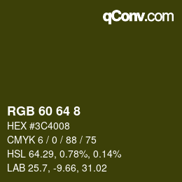 颜色代码: RGB 60 64 8 | qconv.com