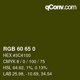 カラーコード: RGB 60 65 0 | qconv.com