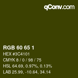 颜色代码: RGB 60 65 1 | qconv.com