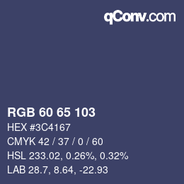 カラーコード: RGB 60 65 103 | qconv.com
