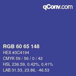 カラーコード: RGB 60 65 148 | qconv.com