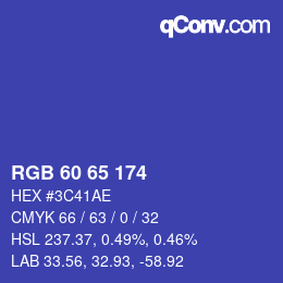 カラーコード: RGB 60 65 174 | qconv.com