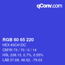 カラーコード: RGB 60 65 220 | qconv.com