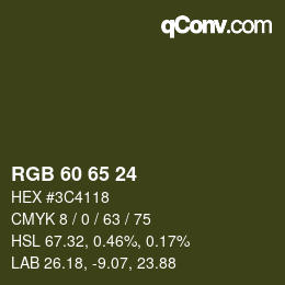 カラーコード: RGB 60 65 24 | qconv.com