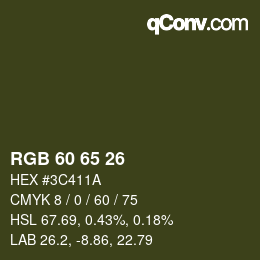 カラーコード: RGB 60 65 26 | qconv.com