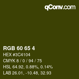 カラーコード: RGB 60 65 4 | qconv.com