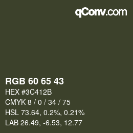 Color code: RGB 60 65 43 | qconv.com