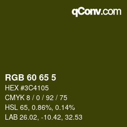 カラーコード: RGB 60 65 5 | qconv.com